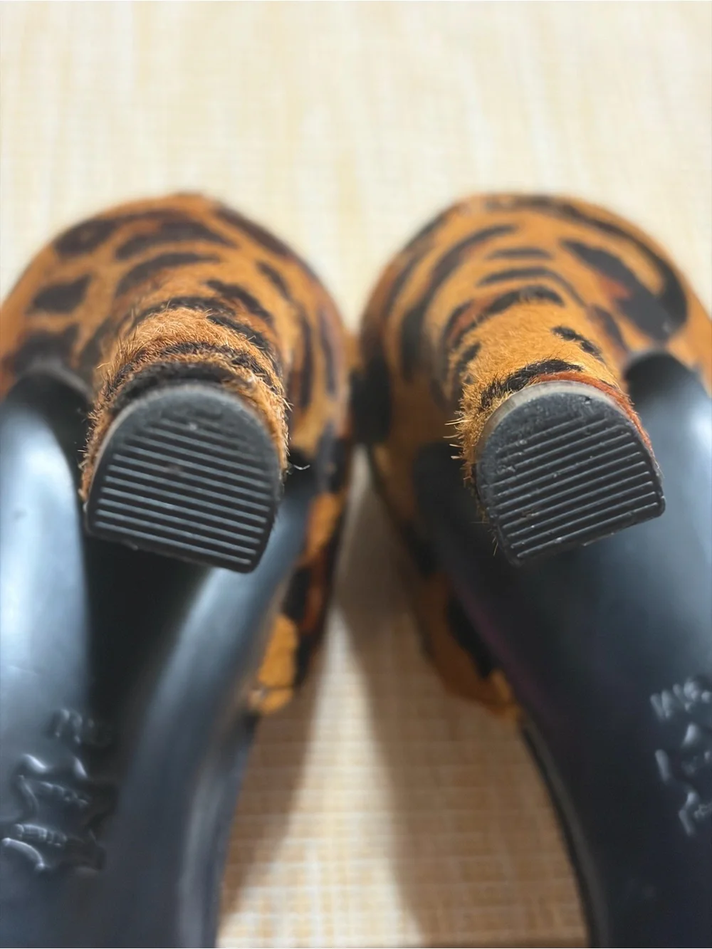Tory Burch Black Sandals with Leopard Heel Accent